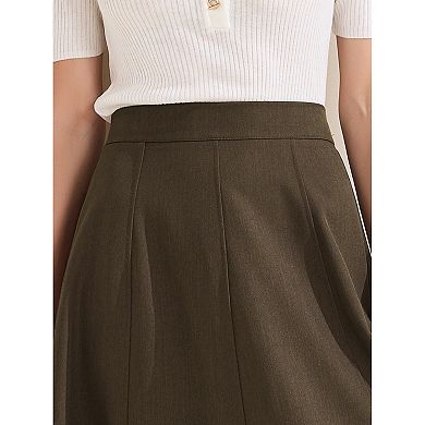 Women's A-Line Skirt High Waist Office Work Midi Flared Pleated Skirts