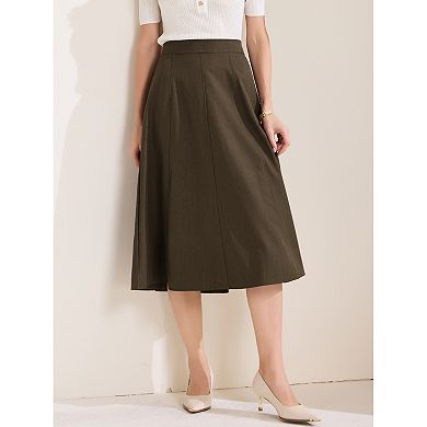 Women's A-Line Skirt High Waist Office Work Midi Flared Pleated Skirts