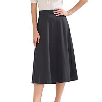 Women's A-Line Skirt High Waist Office Work Midi Flared Pleated Skirts