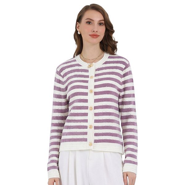 Long Sleeve Striped Slim Cardigan Sweater