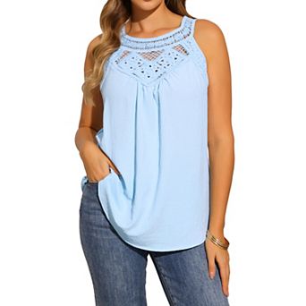 Lace Halter Tank Tops for Women's Crochet Sleeveless Vest Summer Outfits