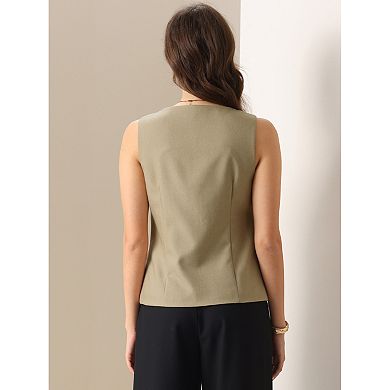 Office Vest for Women's Square Neck Dressy Suit Waistcoat