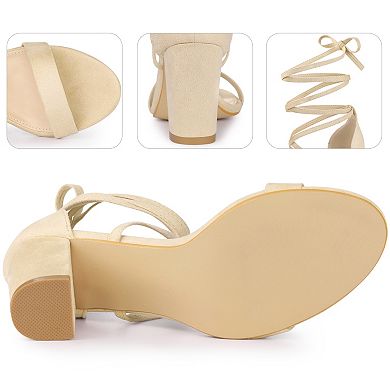 Open Toe Lace Up Tie up Chunky Heeled Sandals for Women