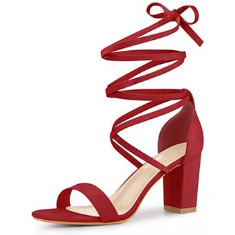 Open Toe Lace Up Tie up Chunky Heeled Sandals for Women