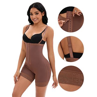 Women's Cami Convertible Straps Tummy Control Front Hook Closure Leotard Hip Lifter Thigh Slimmers