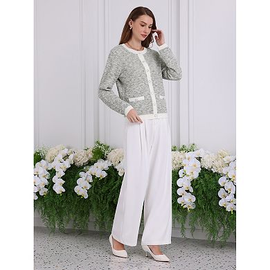 Women's Elegant Cardigan Sweaters Spring Long Sleeve Knit Ribbed Jacket