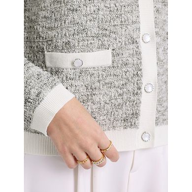 Women's Elegant Cardigan Sweaters Spring Long Sleeve Knit Ribbed Jacket