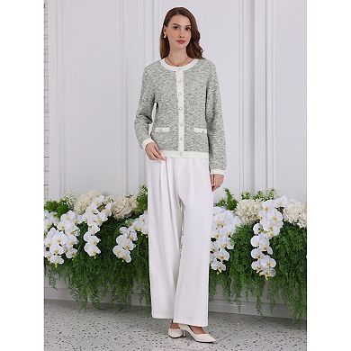 Women's Elegant Cardigan Sweaters Spring Long Sleeve Knit Ribbed Jacket