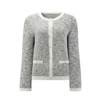 Women's Elegant Cardigan Sweaters Spring Long Sleeve Knit Ribbed Jacket