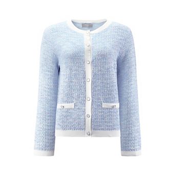 Women's Elegant Cardigan Sweaters Spring Long Sleeve Knit Ribbed Jacket
