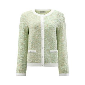 Women's Elegant Cardigan Sweaters Spring Long Sleeve Knit Ribbed Jacket
