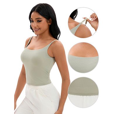 Women's Square Neck Cami Vest Shelf Bra Adjustable Spaghetti Strap Tank Camisole