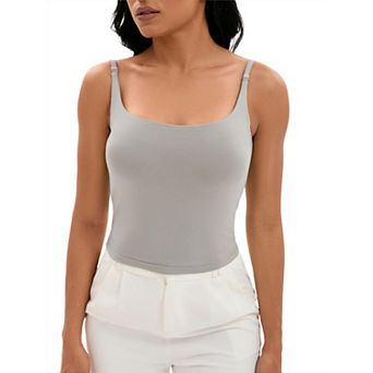 Women's Square Neck Cami Vest Shelf Bra Adjustable Spaghetti Strap Tank Camisole