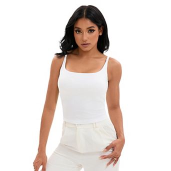 Women's Square Neck Cami Vest Shelf Bra Adjustable Spaghetti Strap Tank Camisole