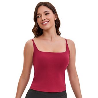 Women's Square Neck Cami Vest Shelf Bra Adjustable Spaghetti Strap Tank Camisole