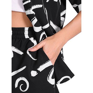 Casual 2 Piece Outfits for Women's Short Sleeve Button Down Pajama Beach Sets