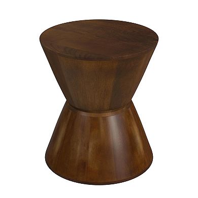 Homepop Walnut Mango Wood Side Table
