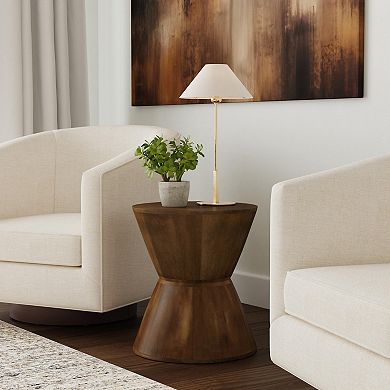 Homepop Walnut Mango Wood Side Table