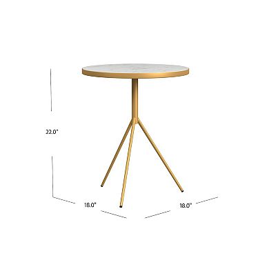 HomePop Marble Top Tripod End Table