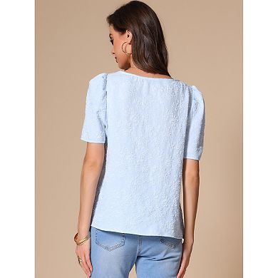 Summer Square Neck Tops for Women's Short Sleeve Tshirts Blouses