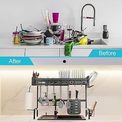 Over Sink Dish Drying Rack, Adjustable, 25.6-35.5in