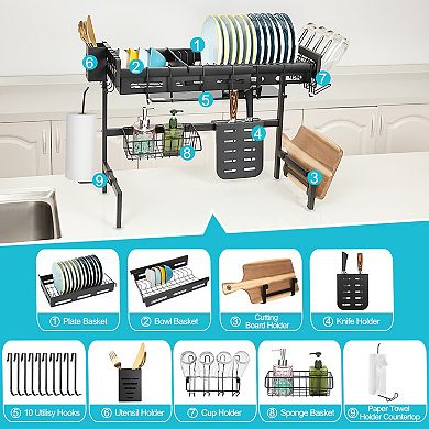 Over Sink Dish Drying Rack, Adjustable, 25.6-35.5in
