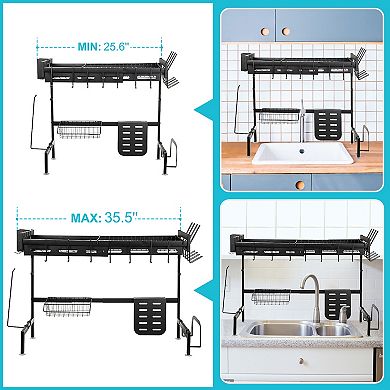 Over Sink Dish Drying Rack, Adjustable, 25.6-35.5in