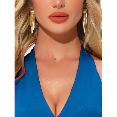 Halter Dress for Women's Party Deep V Neck Backless Layer Mini Dress