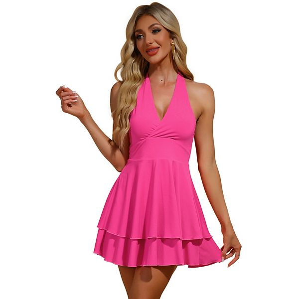 Backless Halter Neck Mini Dress main image 1