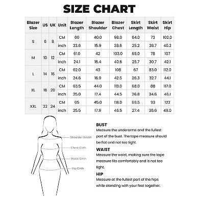 Women's 2 Piece Suit Skirt Set Business Formal Blazer and Pencil Skirt