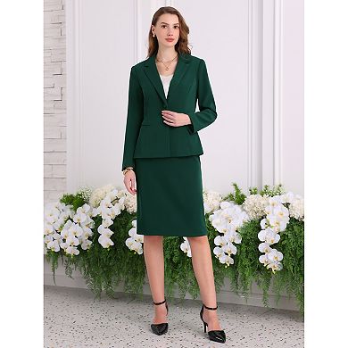 Women's 2 Piece Suit Skirt Set Business Formal Blazer and Pencil Skirt