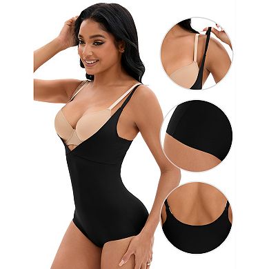 Women's Cami Adjustable Straps Tummy Control Shapewear Leotard Bust Hip Lifter Bodysuit