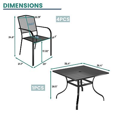 Mondawe 5 Pcs Outdoor Dining Set,Purchase Set Limited Time Get A Free Parasol(Random Styles&Colors)