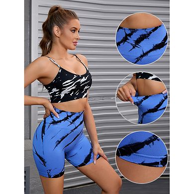 Women's Tie Dye Biker Shorts High Waist Workout Running Fitness Shapewear Shorts