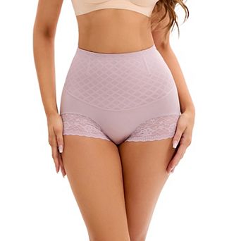 Women's Lace Mesh Light and Breathable Tummy Control Underwear Briefs High Waist Control Panties
