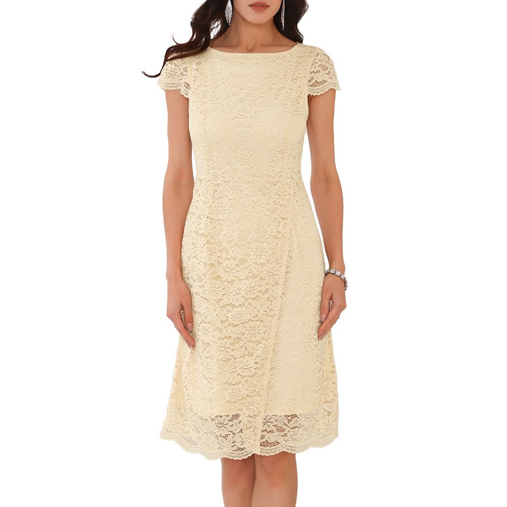 tan lace cocktail dress Jody Lace Cocktail Dress in Ivory