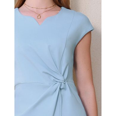 Women's Elegant Peplum Top Sweetheart Neck Cap Sleeve Work Office Wrap Blouse
