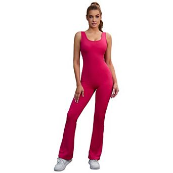 Women's Hollow Back Bodysuit One Piece Body Full Suit Long Pants Leggings Workout Fitness Catsuit