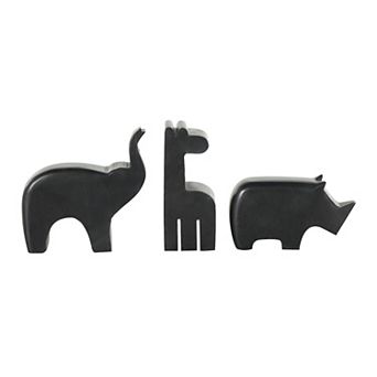 Stella & Eve Black Marble 3 pc Safari Animals Small Abstract Sculpture Table Decor