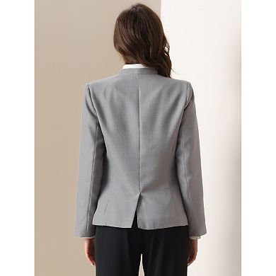 Collarless Blazer for Women's Office 1 Button Work Suit Blazer