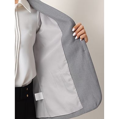 Collarless Blazer for Women's Office 1 Button Work Suit Blazer