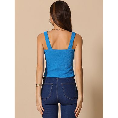Women's 2025 Summer Tank Tops Square Neck Ruffle Strap Sleeveless Cropped Ribbed Knit Shirts Khaki S