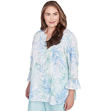 Plus Size Alfred Dunner Tropical Embroidered Button-Front Top