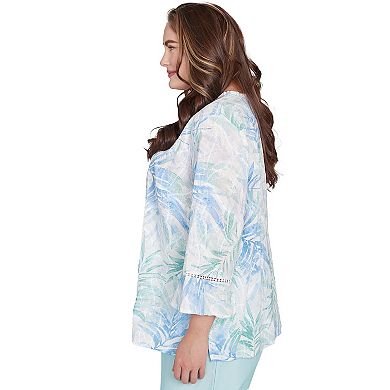 Plus Size Alfred Dunner Tropical Embroidered Button-Front Top