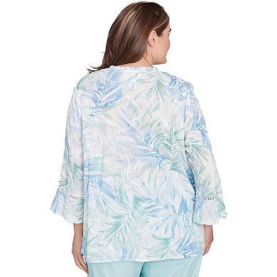 Plus Size Alfred Dunner Tropical Embroidered Button-Front Top