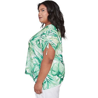 Plus Size Alfred Dunner Monotone Tropical Leaf Tee