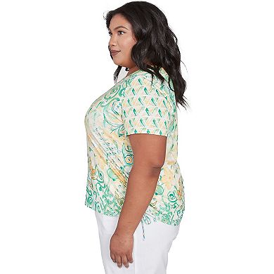 Plus Size Alfred Dunner Tropical Geometric Patchwork Tee