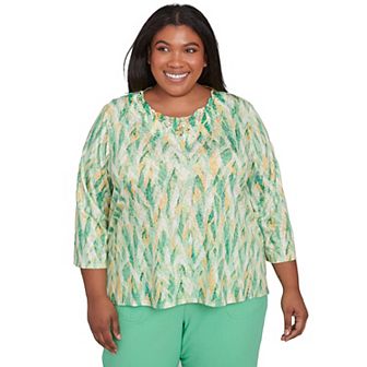 Plus Size Alfred Dunner Bright Textured Strokes Embellished Top