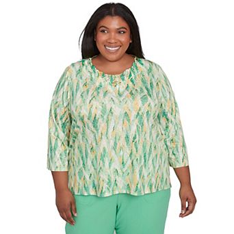Plus Size Alfred Dunner Bright Textured Strokes Embellished Top