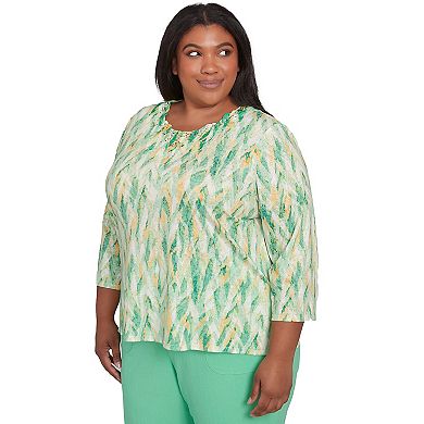 Plus Size Alfred Dunner Bright Textured Strokes Embellished Top